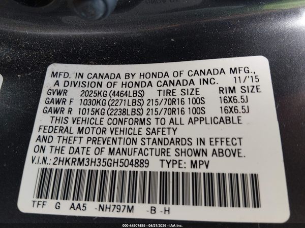 2016 HONDA CR-V LX