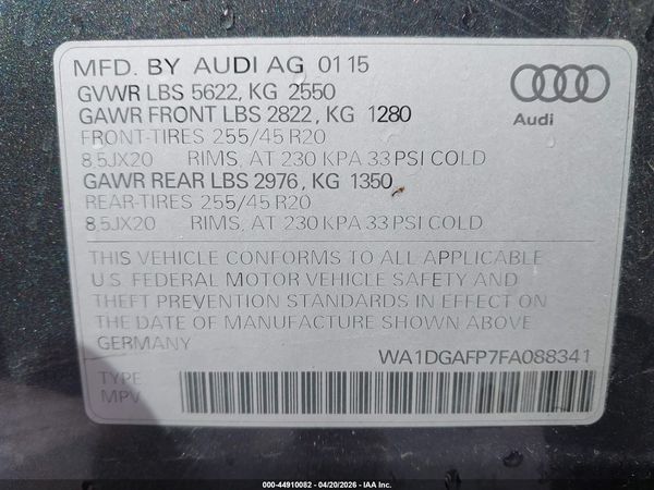 2015 AUDI Q5 3.0T PREMIUM PLUS