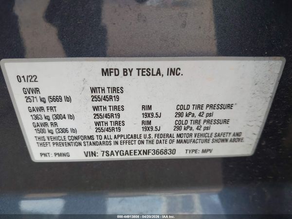 2022 TESLA MODEL Y
