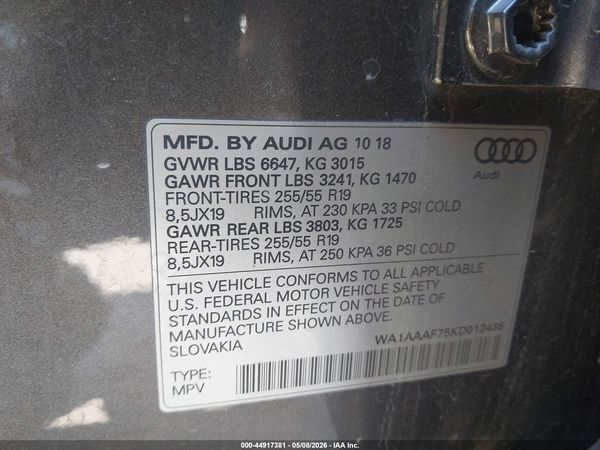2019 AUDI Q7 55 PREMIUM/55 SE PREMIUM