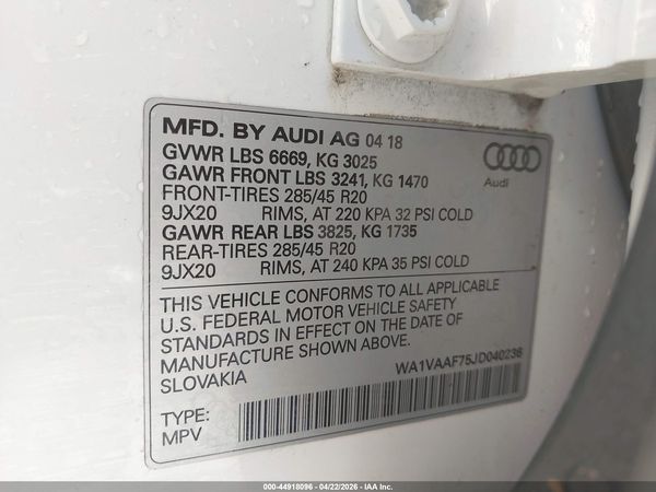 2018 AUDI Q7 3.0T PREMIUM