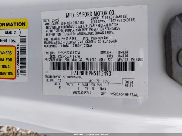 2022 FORD MUSTANG ECOBOOST PREMIUM