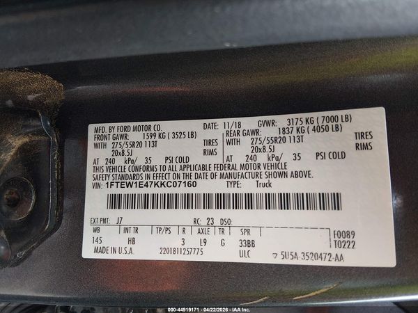 2019 FORD F-150 LARIAT