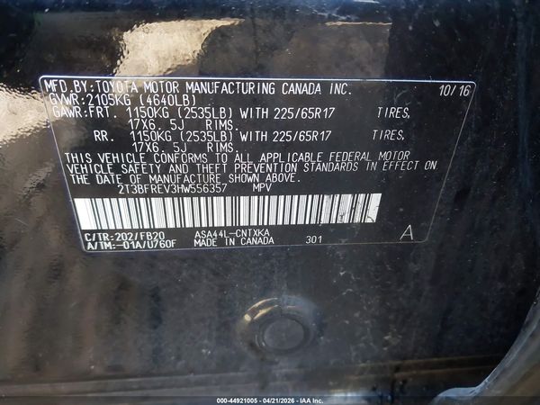 2017 TOYOTA RAV4 LE