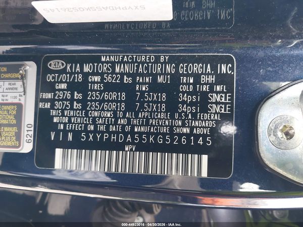 2019 KIA SORENTO 3.3L EX