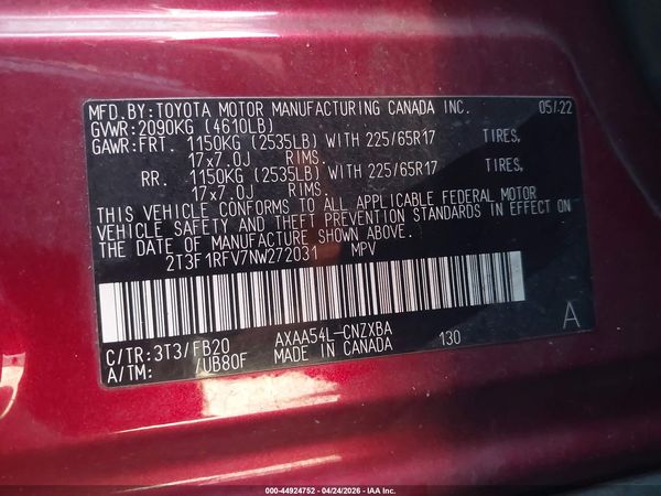 2022 TOYOTA RAV4 LE