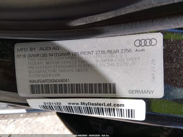 2016 AUDI A6 3.0T PREMIUM PLUS