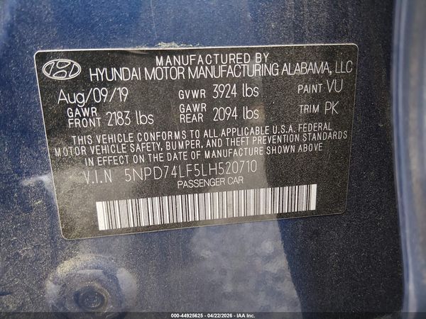 2020 HYUNDAI ELANTRA SE