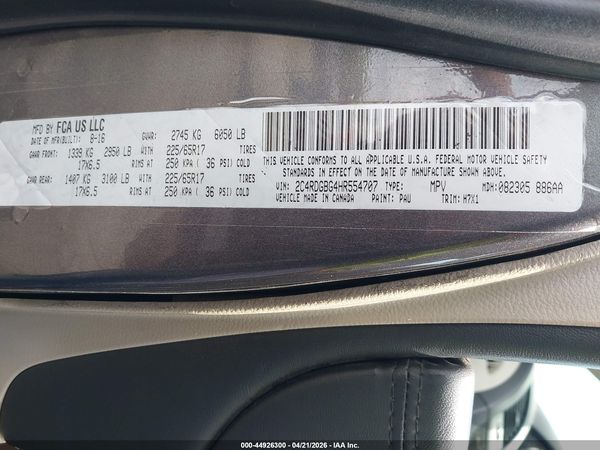 2017 DODGE GRAND CARAVAN SE — I9
