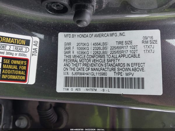 2016 HONDA CR-V SE