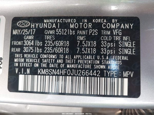 2018 HYUNDAI SANTA FE SE