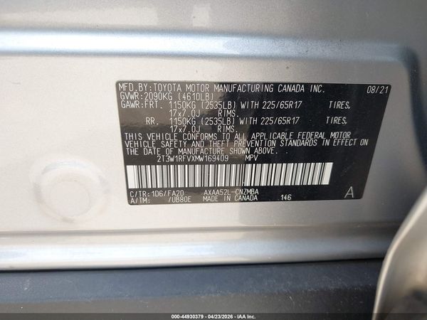 2021 TOYOTA RAV4 XLE