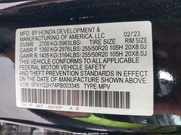 2023 HONDA PILOT 2WD TOURING