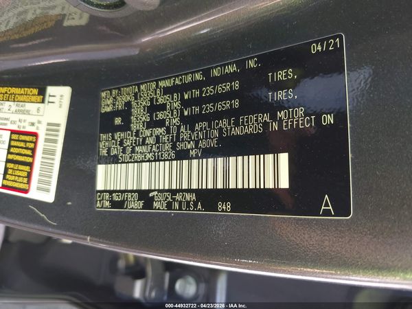 2021 TOYOTA HIGHLANDER L