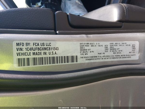 2021 JEEP GRAND CHEROKEE LIMITED 4X4