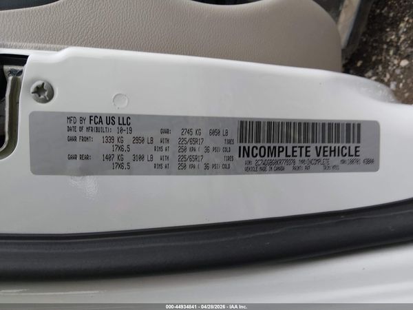 2019 DODGE GRAND CARAVAN SE — I9