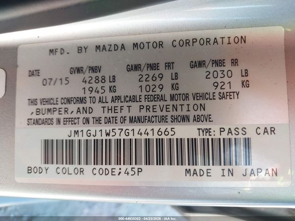 2016 MAZDA MAZDA6 I GRAND TOURING