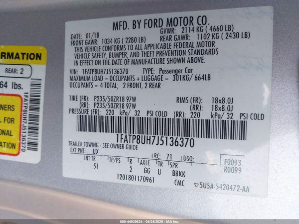 2018 FORD MUSTANG ECOBOOST PREMIUM