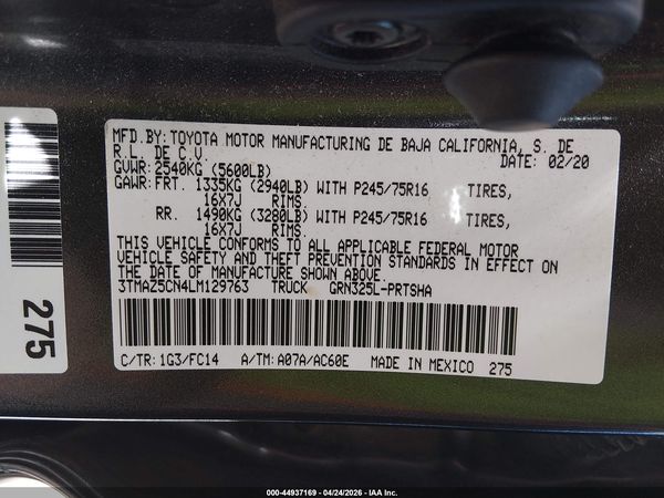2020 TOYOTA TACOMA SR5 V6