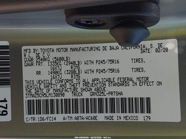 2020 TOYOTA TACOMA SR5 V6