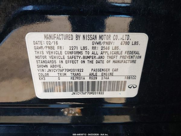 2016 INFINITI Q50 2.0T BASE/2.0T PREMIUM