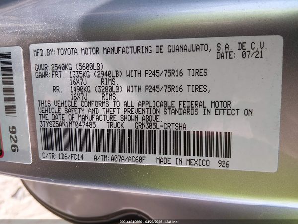 2021 TOYOTA TACOMA SR5 V6