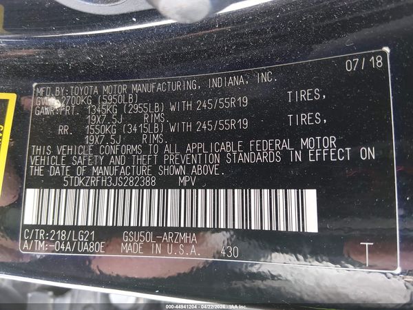2018 TOYOTA HIGHLANDER SE
