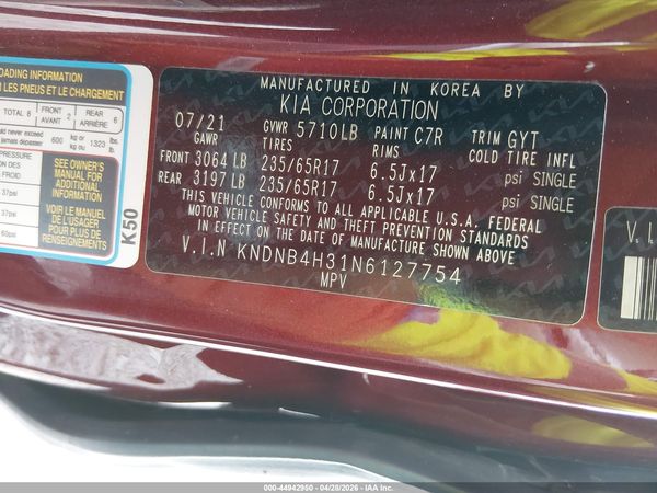 2022 KIA CARNIVAL MPV LX SEAT PACKAGE