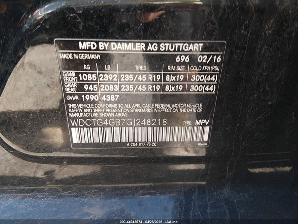 2016 MERCEDES-BENZ GLA 250 4MATIC — I9