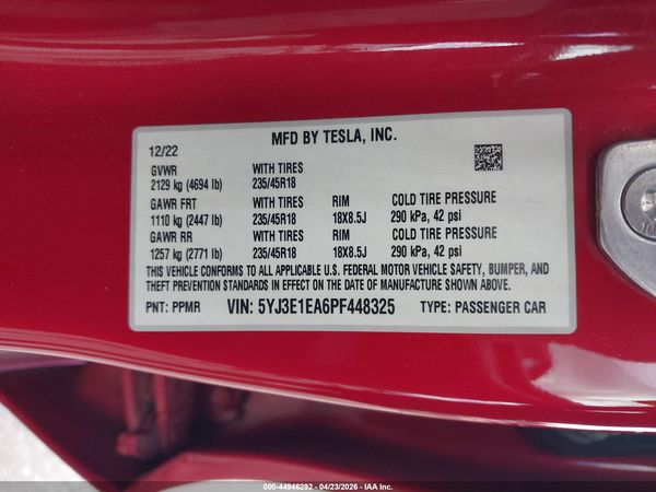 2023 TESLA MODEL 3 REAR-WHEEL DRIVE