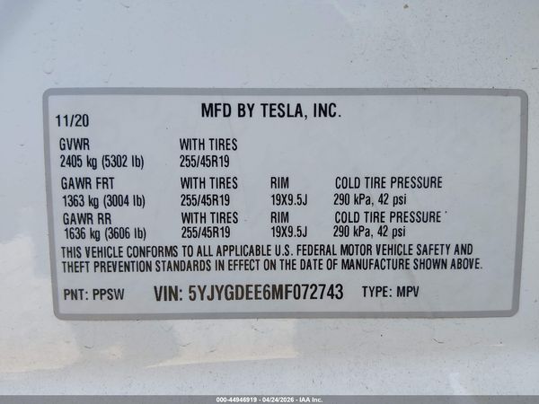 2021 TESLA MODEL Y