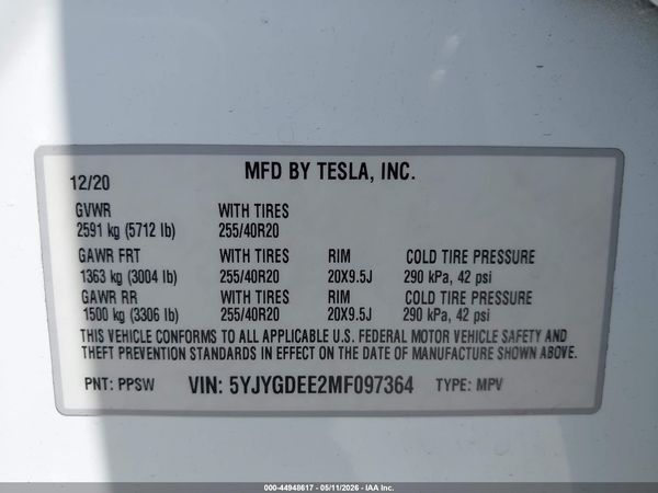 2021 TESLA MODEL Y