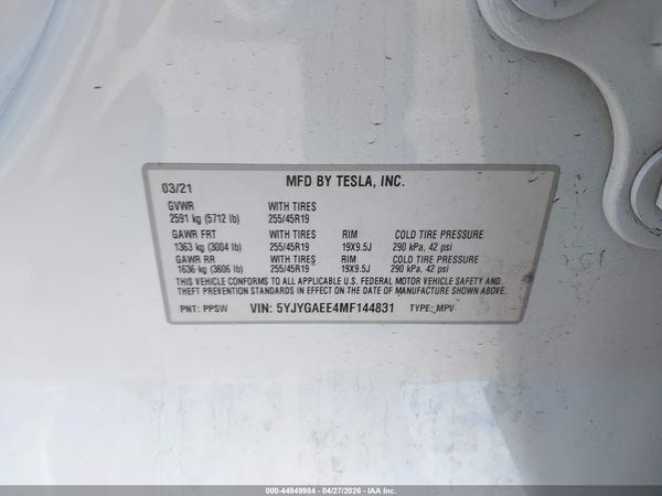 2021 TESLA MODEL Y