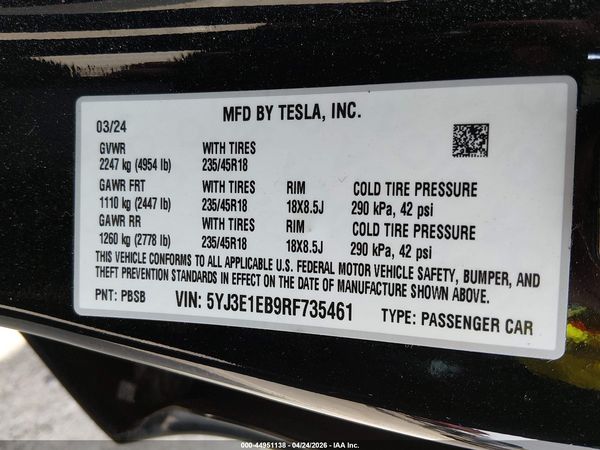 2024 TESLA MODEL 3
