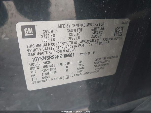 2017 CADILLAC XT5 LUXURY — I9