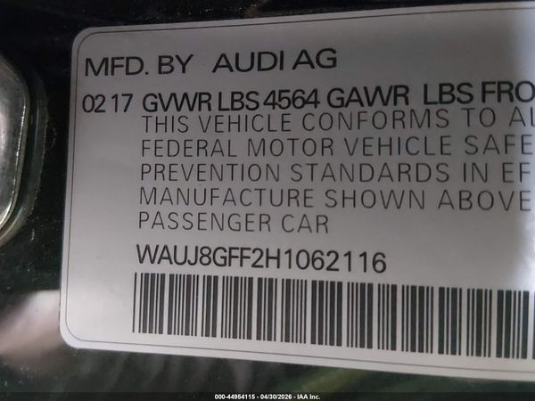 2017 AUDI A3 2.0T PREMIUM