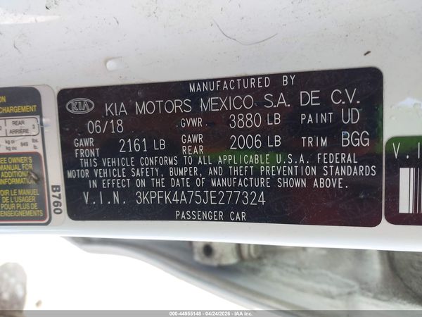 2018 KIA FORTE LX