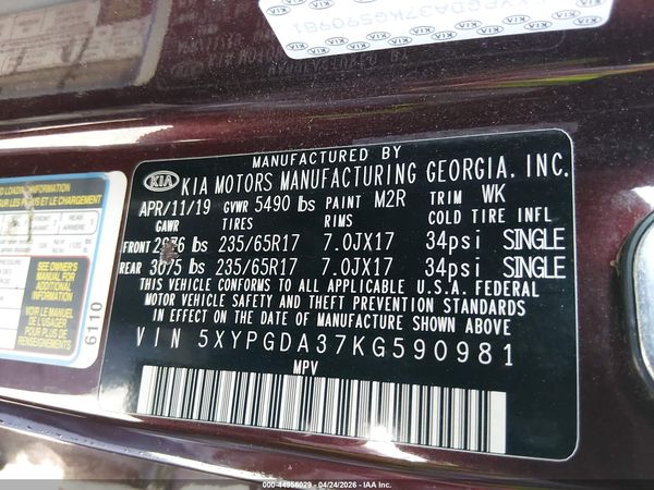 2019 KIA SORENTO 2.4L LX