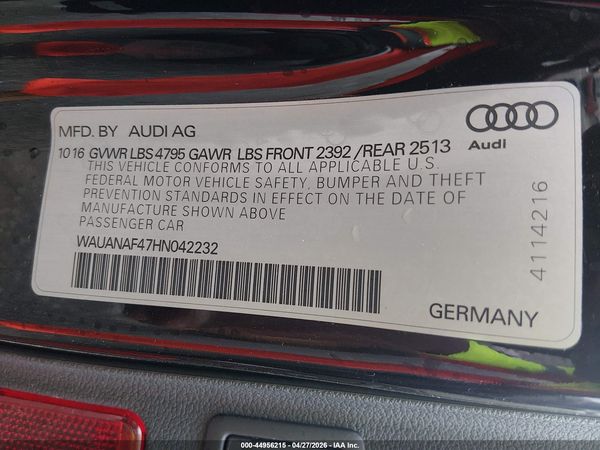 2017 AUDI A4 2.0T PREMIUM