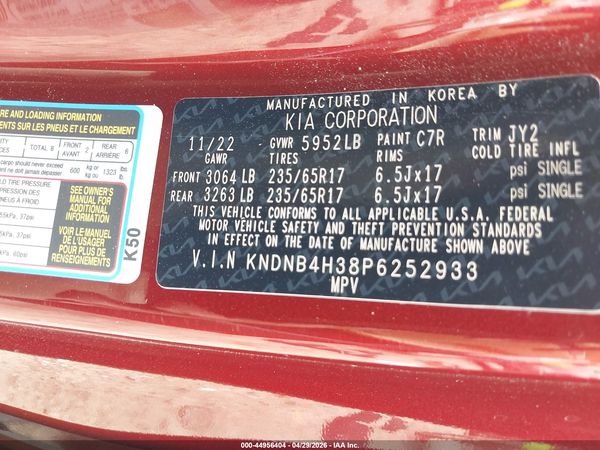 2023 KIA CARNIVAL MPV LX SEAT PACKAGE