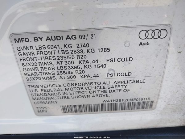 2022 AUDI Q4 E-TRON PREMIUM PLUS 50 QUATTRO