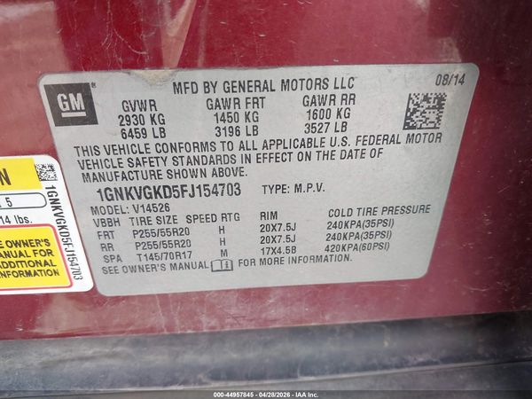 2015 CHEVROLET TRAVERSE 1LT — I9