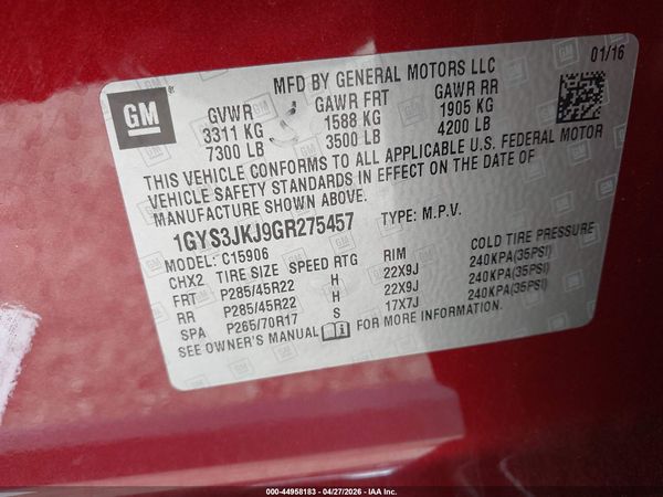 2016 CADILLAC ESCALADE ESV PREMIUM COLLECTION