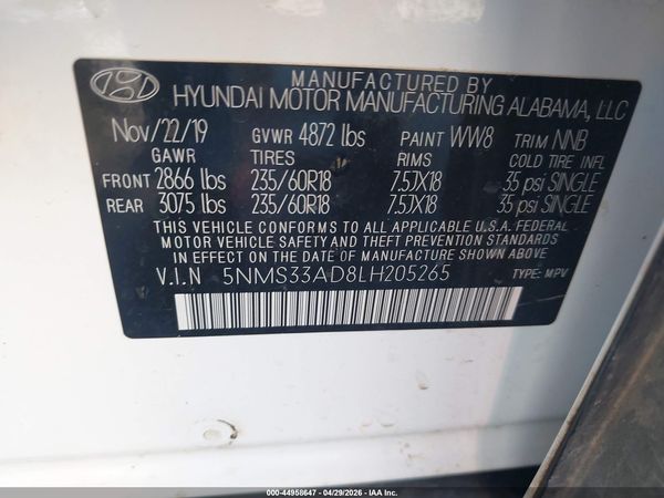 2020 HYUNDAI SANTA FE SEL