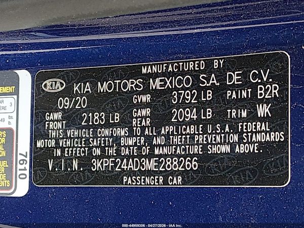 2021 KIA FORTE LXS