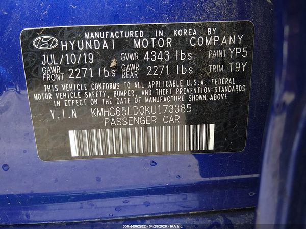 2019 HYUNDAI IONIQ PLUG-IN HYBRID