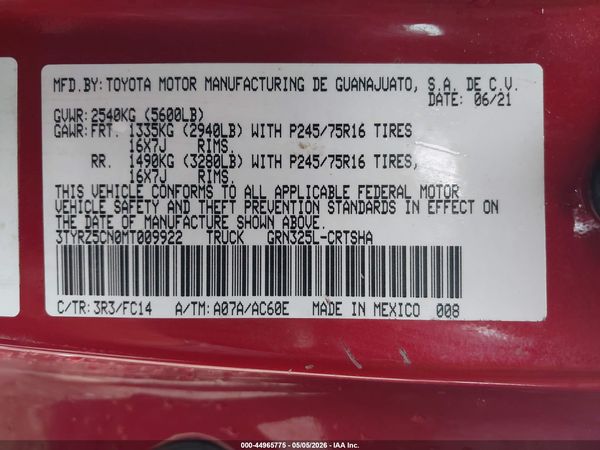 2021 TOYOTA TACOMA SR5 V6