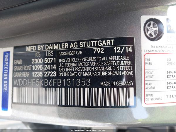 2015 MERCEDES-BENZ E 350 E350