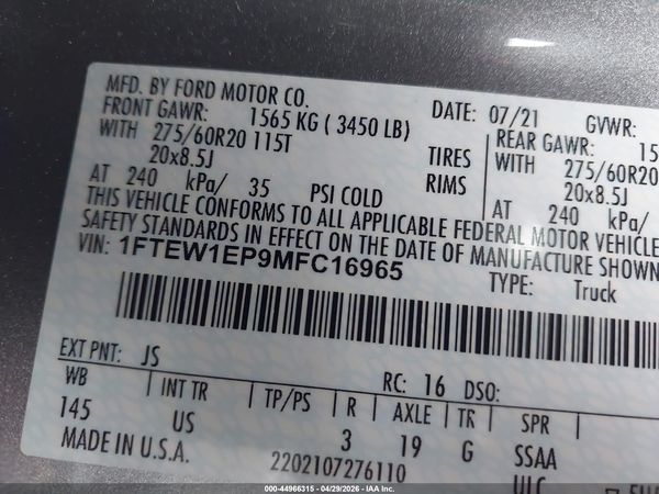 2021 FORD F-150 XLT