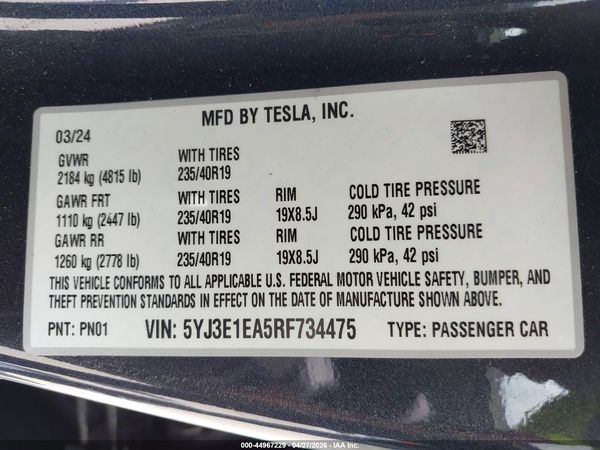 2024 TESLA MODEL 3